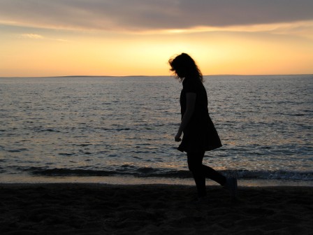 solitary walk on beach